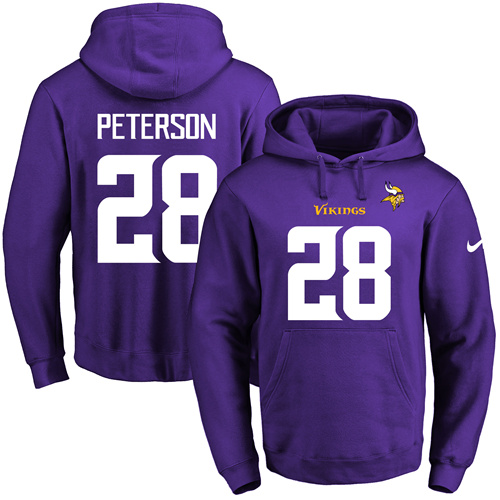 Nike Vikings #28 Adrian Peterson Purple Name & Number Pullover NFL Hoodie